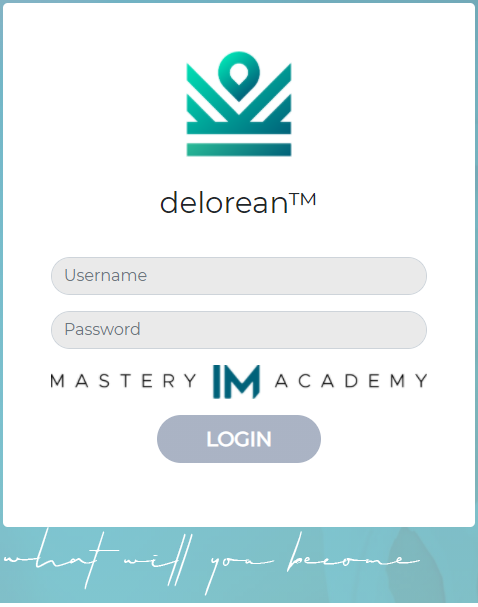 Delorean Login page Delorean Login page